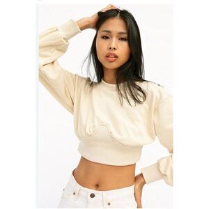 Sabo Skirt Cream Underwire Sexy Crop Sweatshirt  Sweater Trendy Size Small